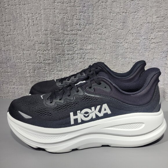 Hoka One One Bondi 9 Men's Size US 12D Black White Athletic Running Sneakers. - Picture 1 of 15